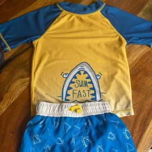 Bathing suit with rash guard inseam